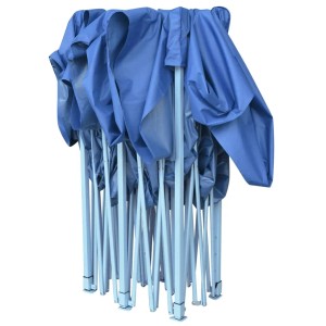 Zusammengefaltetes, blaues vidaXL Faltzelt Pop-Up 3x6 m. Ideal für Gartenpartys und als Sonnenschutz.