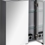 Fackelmann Spiegelschrank Denver, 60 cm, Anthrazit, mit geöffneter Tür und Glasböden.