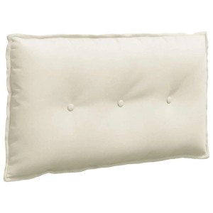 Cremefarbenes Rückenkissen aus Cordstoff, 80x50 cm, mit drei Zierknöpfen für Wohnzimmer & Schlafzimmer.