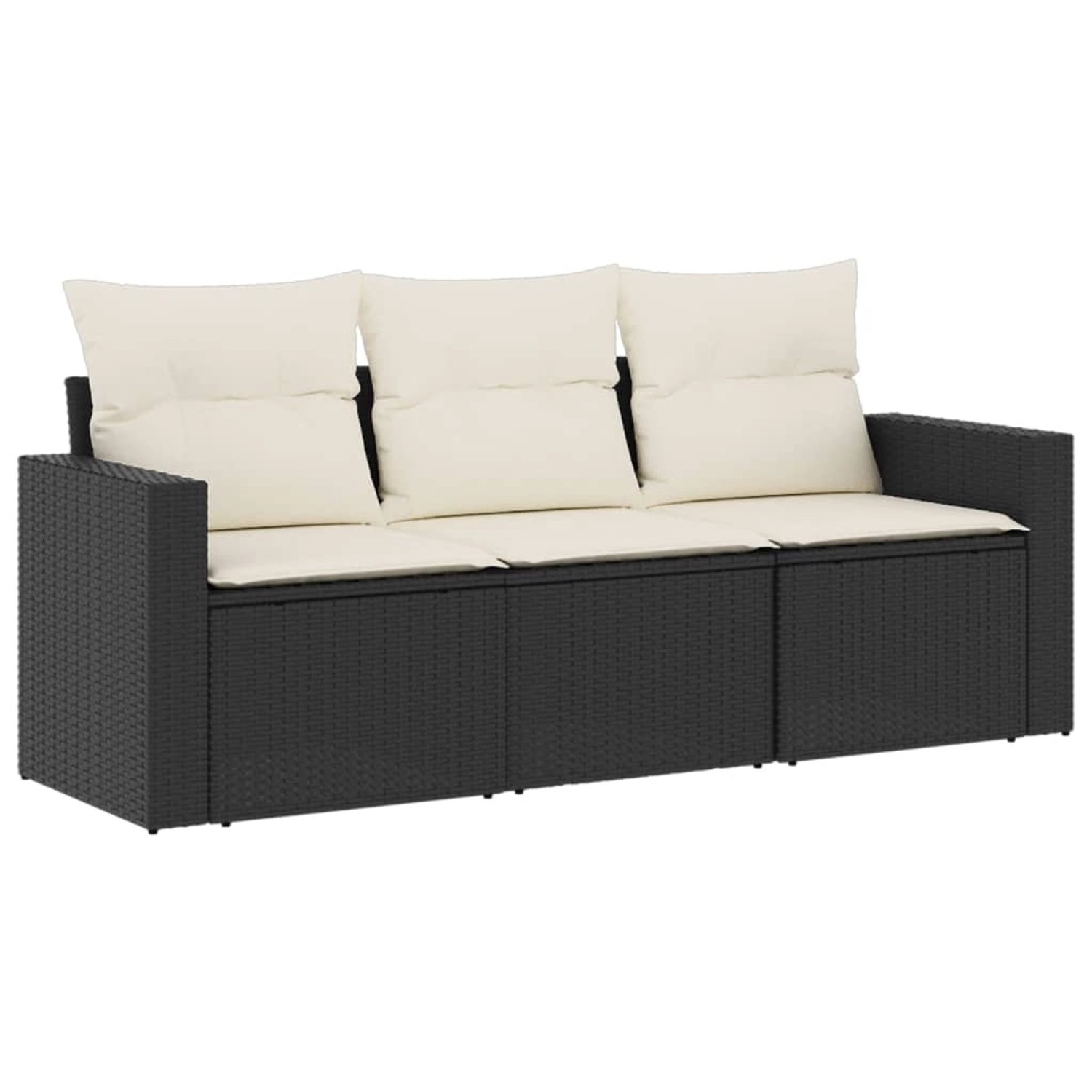 vidaXL 3-tlg Garten-Sofagarnitur mit Kissen Schwarz Poly Rattan Modell 4 günstig online kaufen