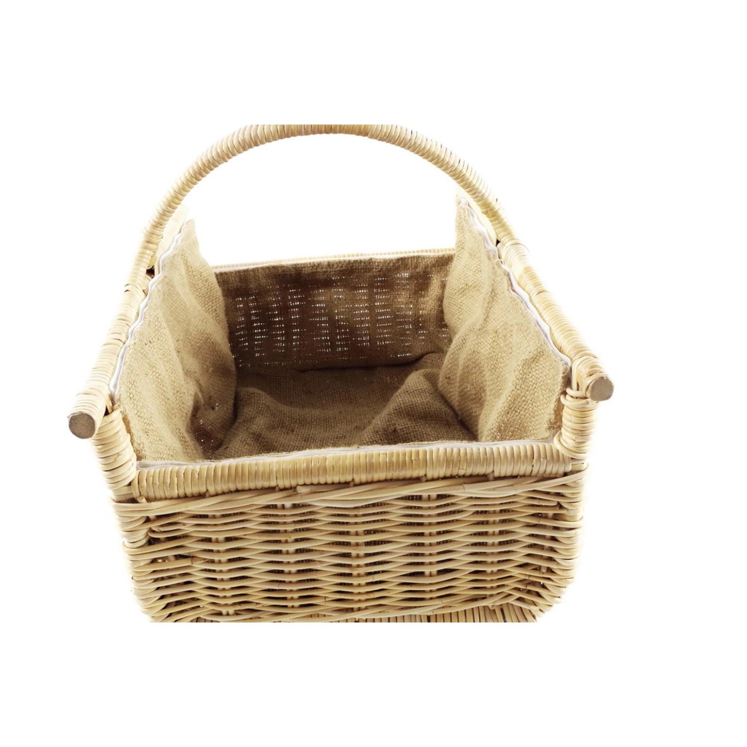 Holzkorb aus Rattan mit Leinenfutter für Kaminholz, Badaccessoire.