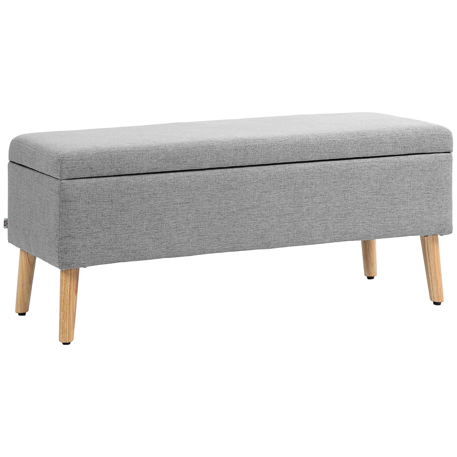 HOMCOM Sitzbank mit Stauraum Leinenoptik Gummiholz Grau 110 x 39 x 45 cm