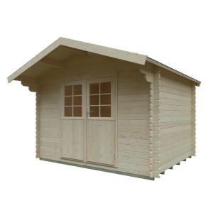 Unbehandeltes Kiehn-Holz Gartenhaus KH 28-099, 300x240 cm, mit Doppeltür. Holz-Gartenhaus für den Garten.