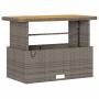 Graue vidaXL Garten Essgruppe aus Polyrattan mit Tisch und Hockern.