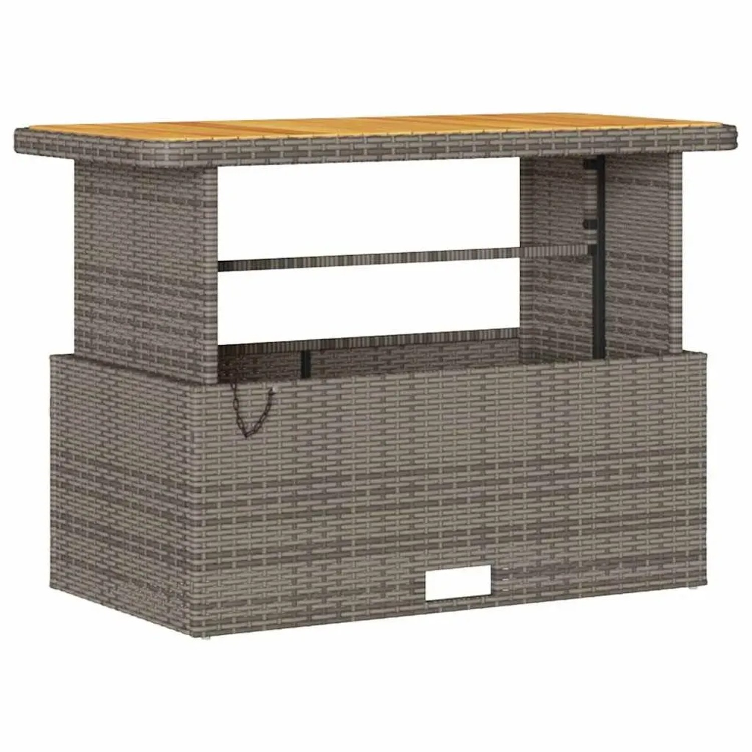 Graue vidaXL Garten Essgruppe aus Polyrattan mit Tisch und Hockern.