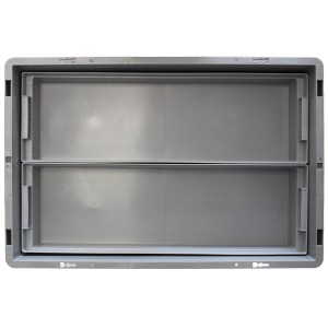 Grauer Eurobox-Einsatzkasten, 4 l, für Euronorm-Behälter zur Aufbewahrung.