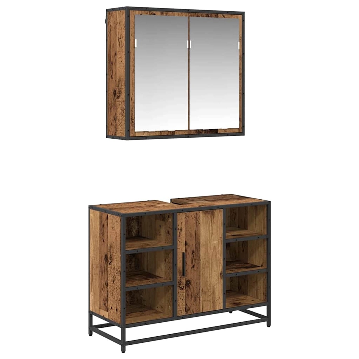 vidaXL Badezimmermöbel Set Wandmontiert 2-Tlg Altholz Holzwerkstoff 3402459 günstig online kaufen