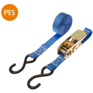 Conacord Spanngurt PES Ratsche 2 S-Haken 25 mm Länge 5 m Blau 2-teilig