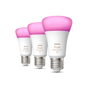 3er-Pack Philips Hue E27 LED-Glühbirnen, mehrfarbig, 800 lm. Smarte Lampen für dein Zuhause.