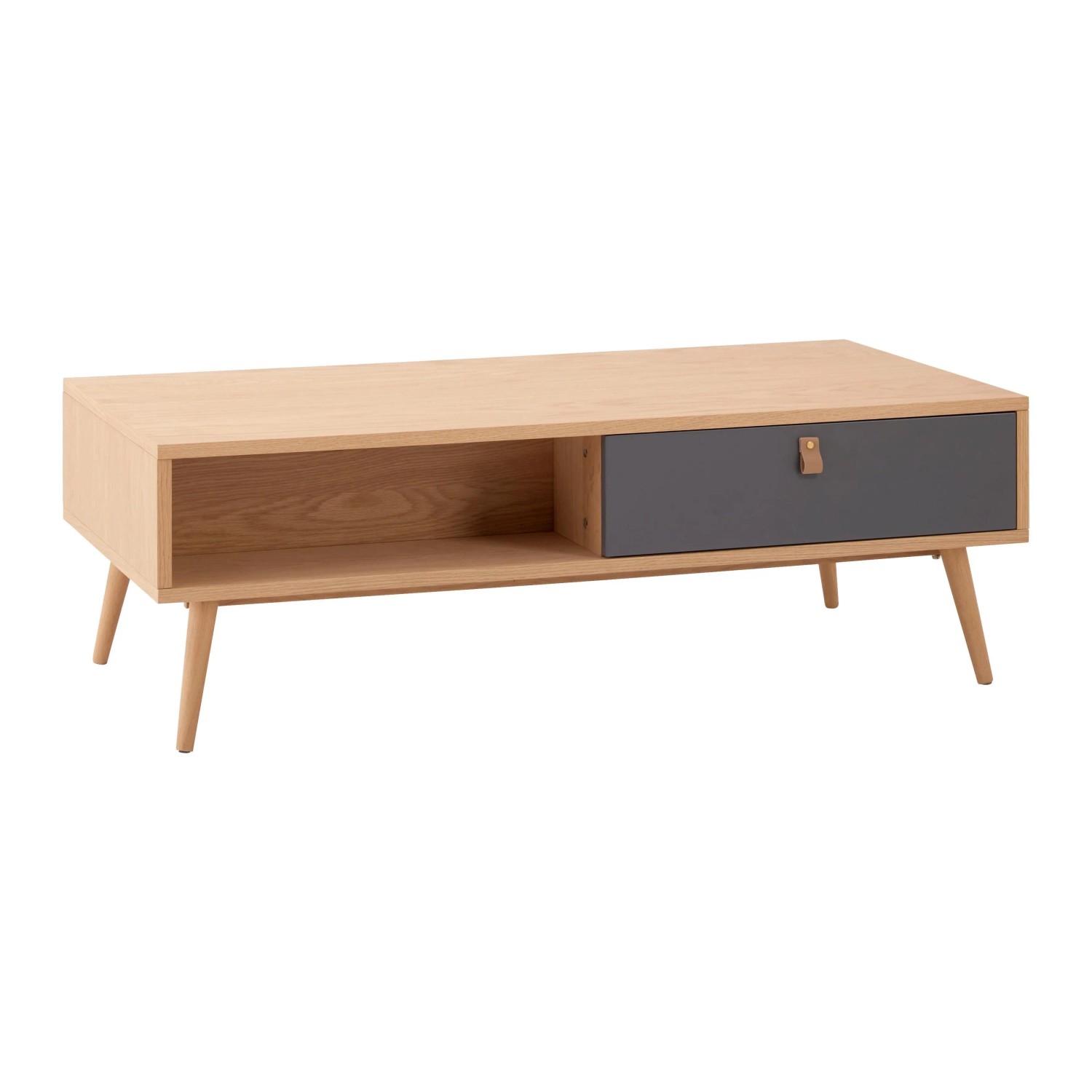 Bessagi Home Couchtisch Lena Grau/ Naturfarben Echtholz MDF