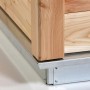 Detailansicht des KGT Hochbeet Woody: Lärchenholz und verzinkter Stahlrahmen für sicheren Stand.