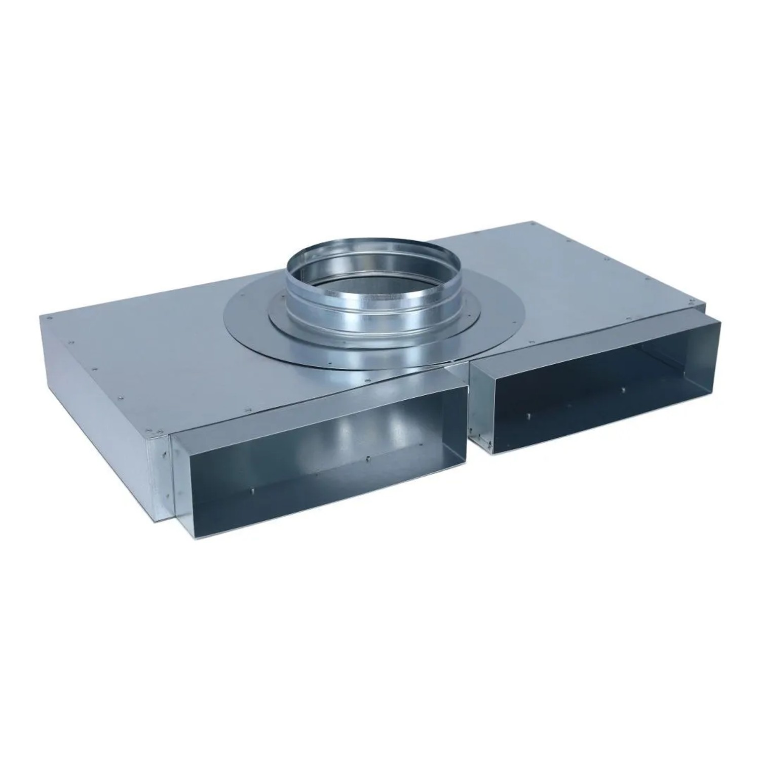 Subtiel Flachkanal Verteiler 300 x 90 mm Zwei Eingänge Ein Ausgang Ø 200 mm