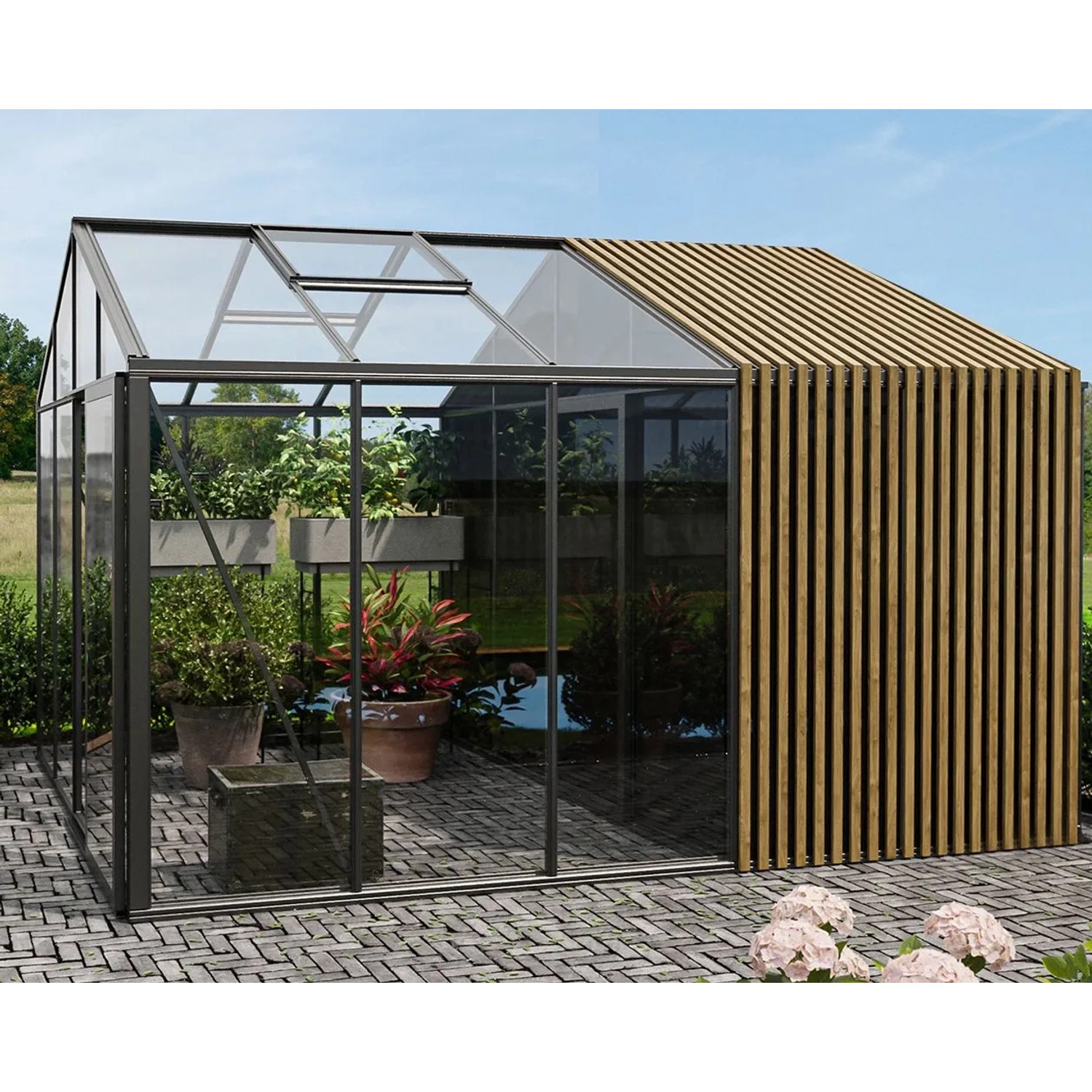 Bloomcabin Premium-Qualität Gewächshaus Klassik mit Mittlerem Integriertem Stauraum mit Accoya-Fusion GHCMSAF11