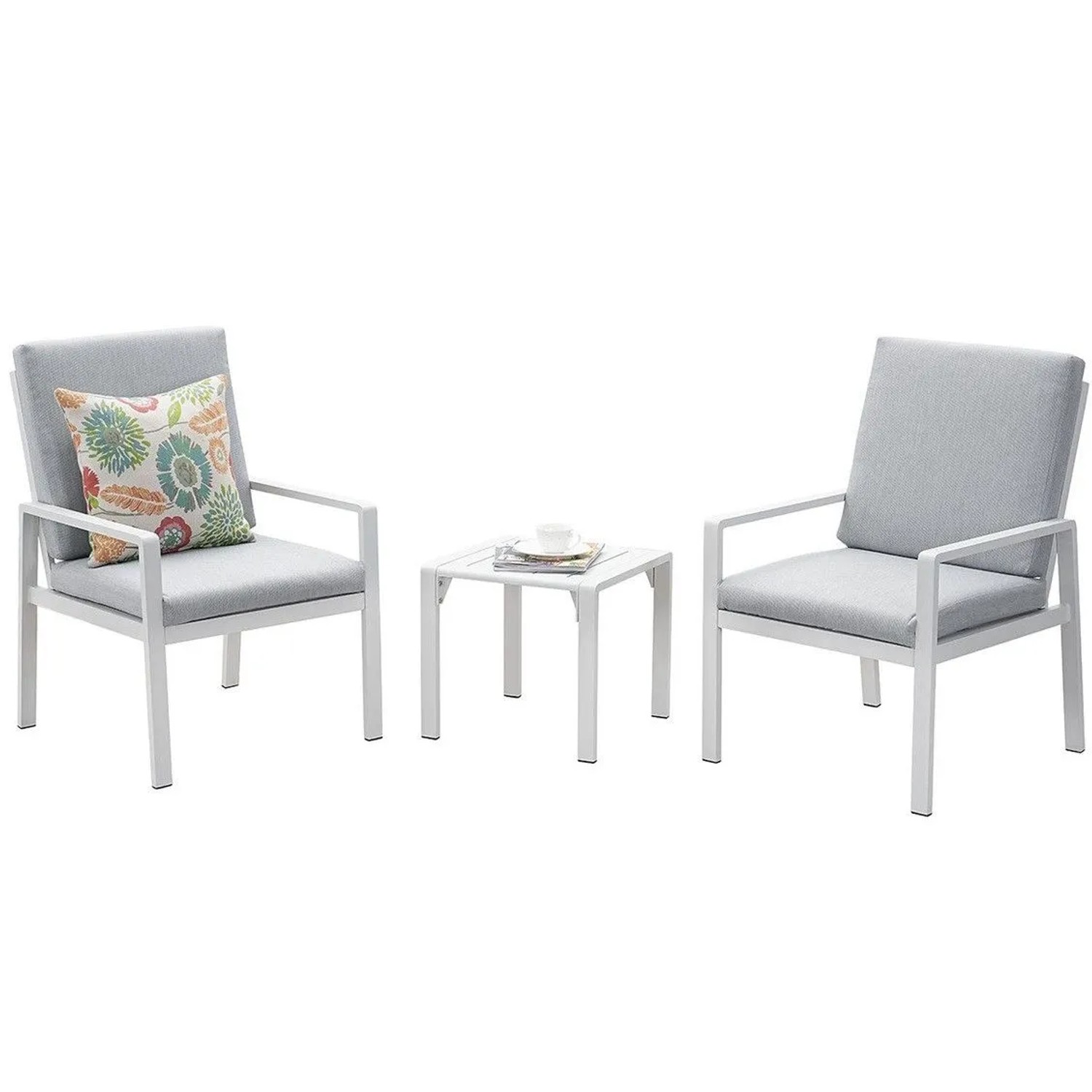 MeXo Aluminium Balkonmöbel Set Sitzgruppe Kleiner Balkon Weiß