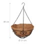 Relaxdays Blumenampel 3er Set Eisen Kokosfaser Schwarz Natur 48 cm x 31 cm 480 g_4