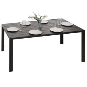 Anthrazitfarbener MCW Alu-Esstisch N40, 140x80cm. Wetterfester Gartentisch mit stabiler Aluminiumplatte.