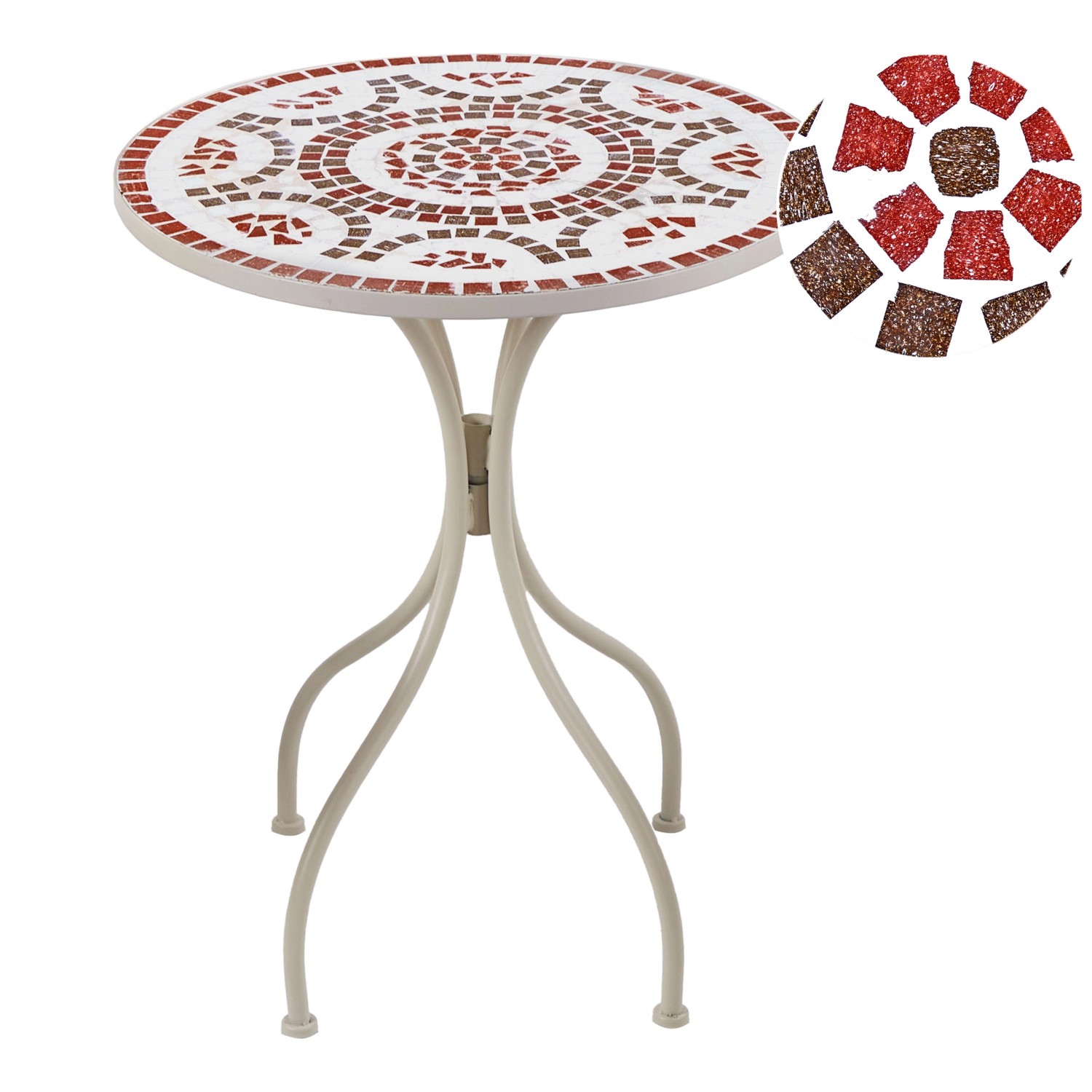 Beliani Gartentisch SPELLO Weiss Rot Grau 60x60x74 günstig online kaufen