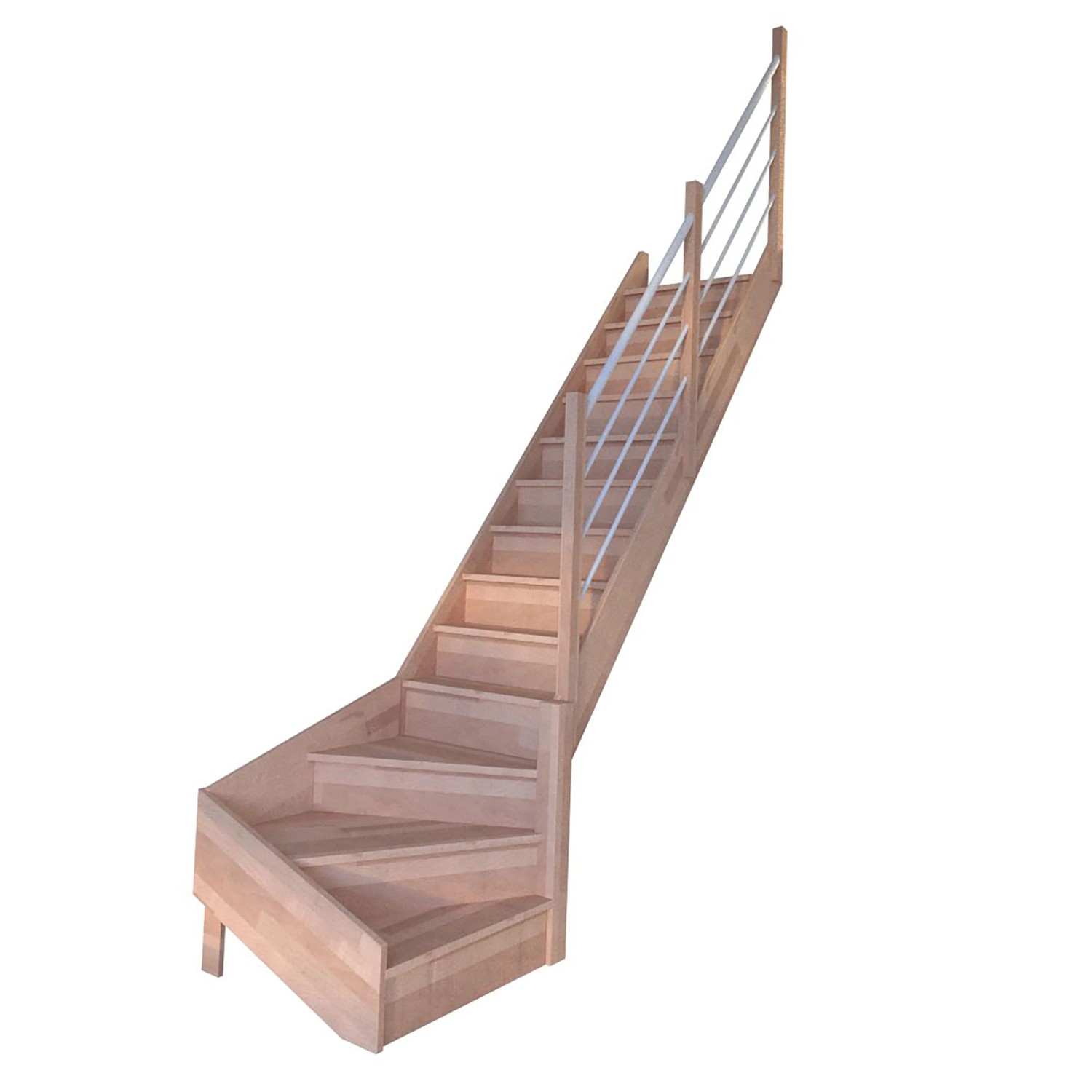 StarWood Treppe Rhodos Buche Gew. R Setzstufen Holz-Edelstahl-Geländer Weiß günstig online kaufen