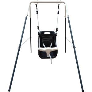 AXI Metall Babyschaukel mit Sitz in Anthrazit/Creme. Schaukel für Babys und Kleinkinder.