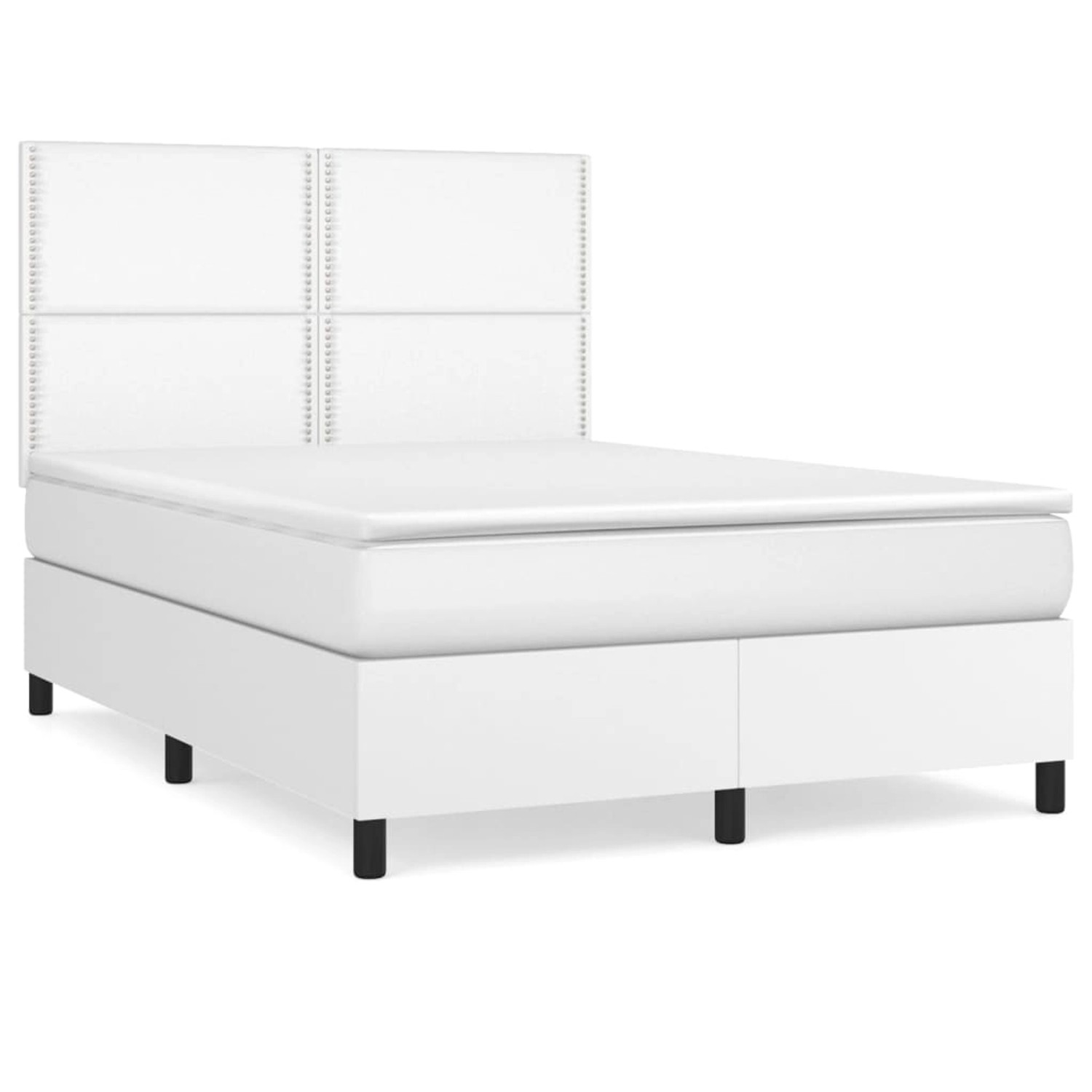 vidaXL Boxspringbett mit Matratze Weiß 140x200 cm Kunstleder1466129 günstig online kaufen