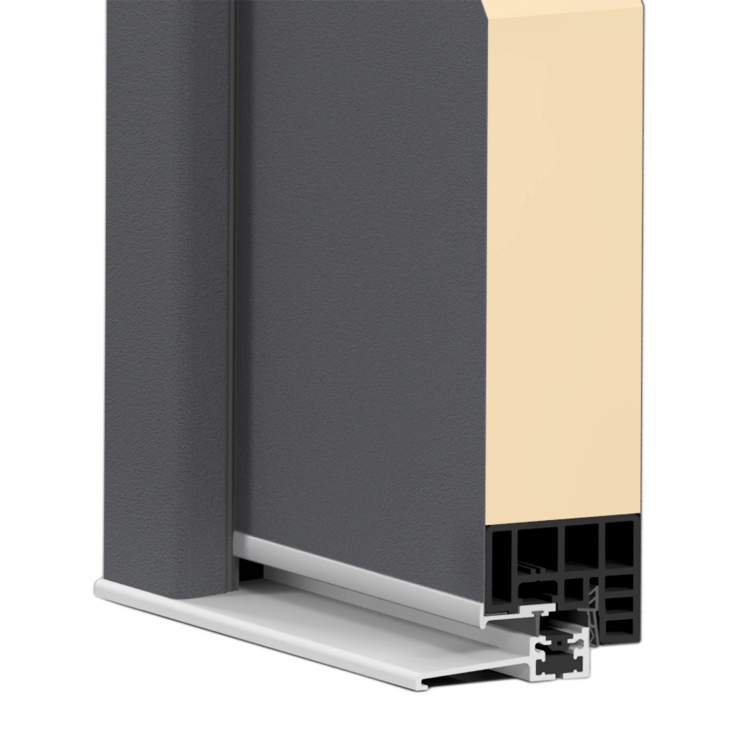 Detailansicht: Anthrazitfarbene Splendoor Wohnungseingangstür BARI ACOUSTIC RC2 mit Zarge.