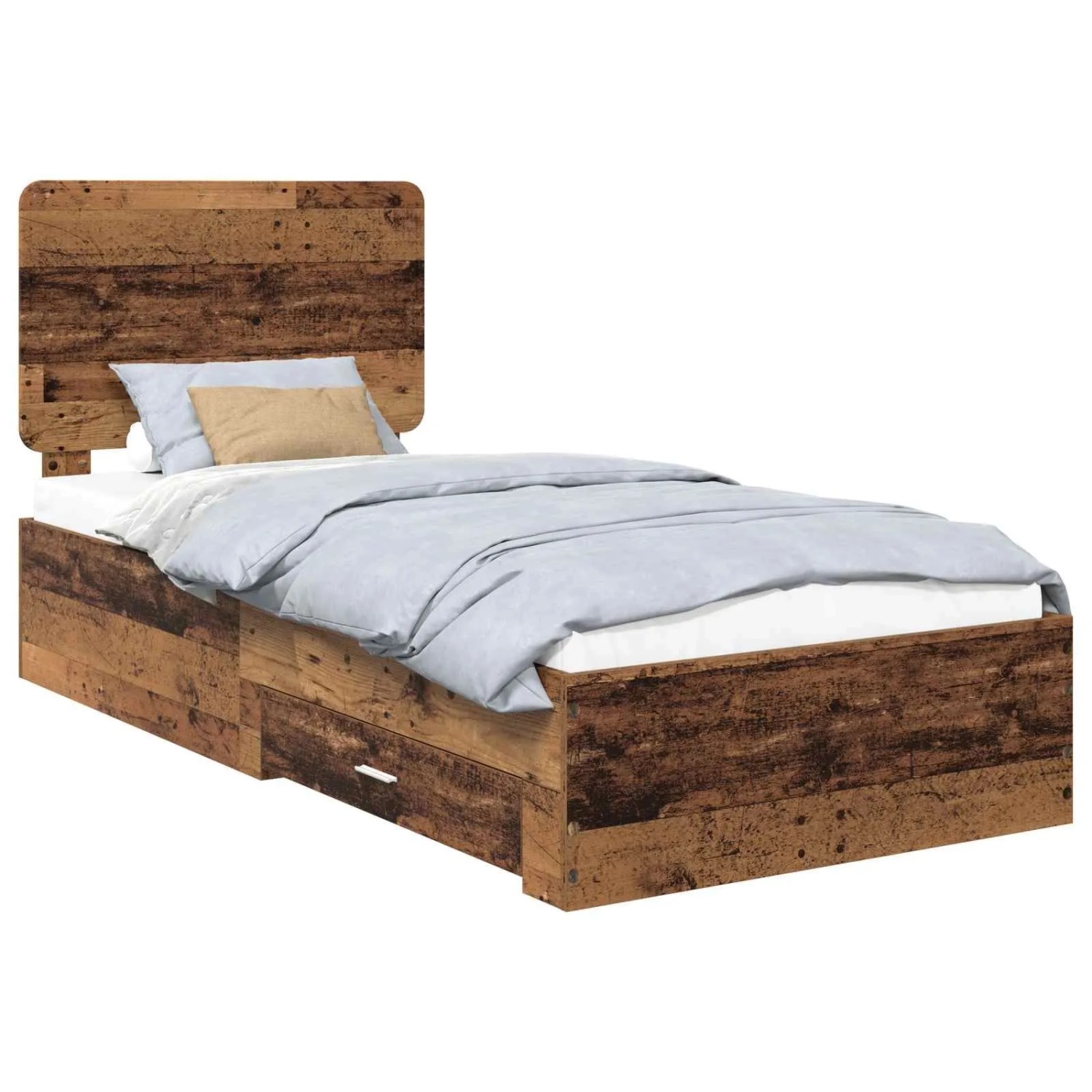 vidaXL Bettrahmen mit Kopfteil Altholz 100 x 200 cm Holzwerkstoff 3412826