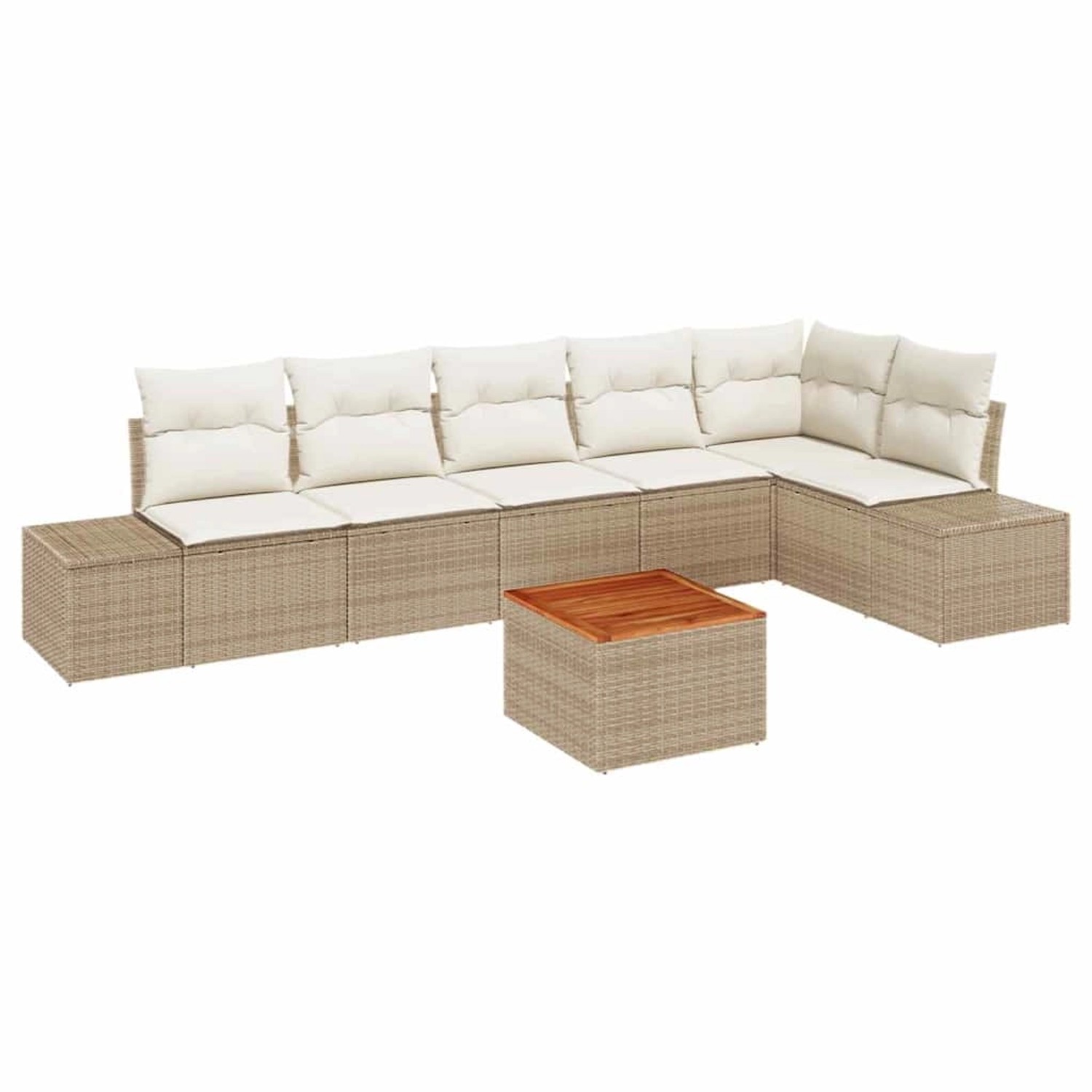 vidaXL Garten-Sofa-Set mit Kissen 7-Tlg Beige Poly Rattan 3347967 günstig online kaufen