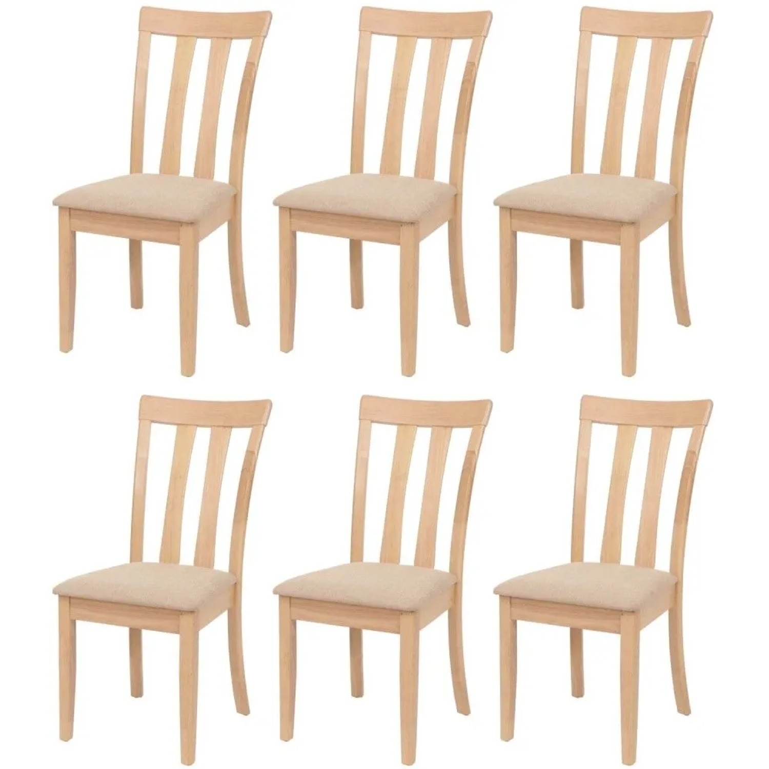 MCW Esszimmerstuhl G46 6er-Set Naturfarbenes Gestell Beige