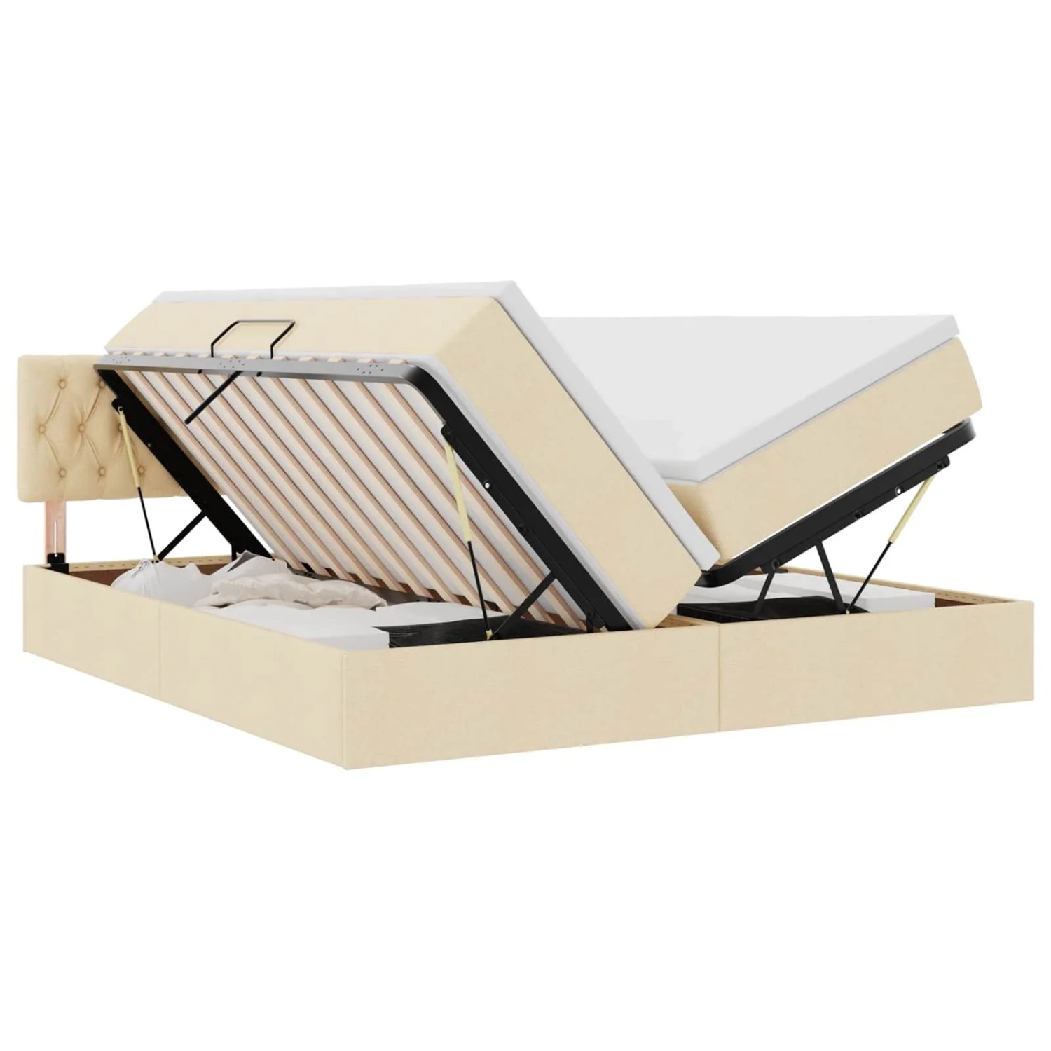 vidaXL Aufbewahrungsbett mit Matratze Creme 200 x 200 cm Kunstleder 3370947
