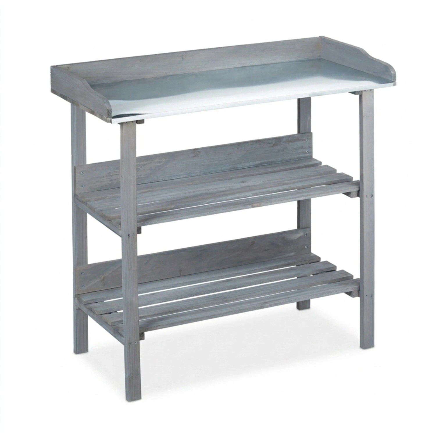 Relaxdays Pflanztisch Holz Metall Grau 3 Ebenen 86 cm x 92 cm x 42 cm 7,4 kg