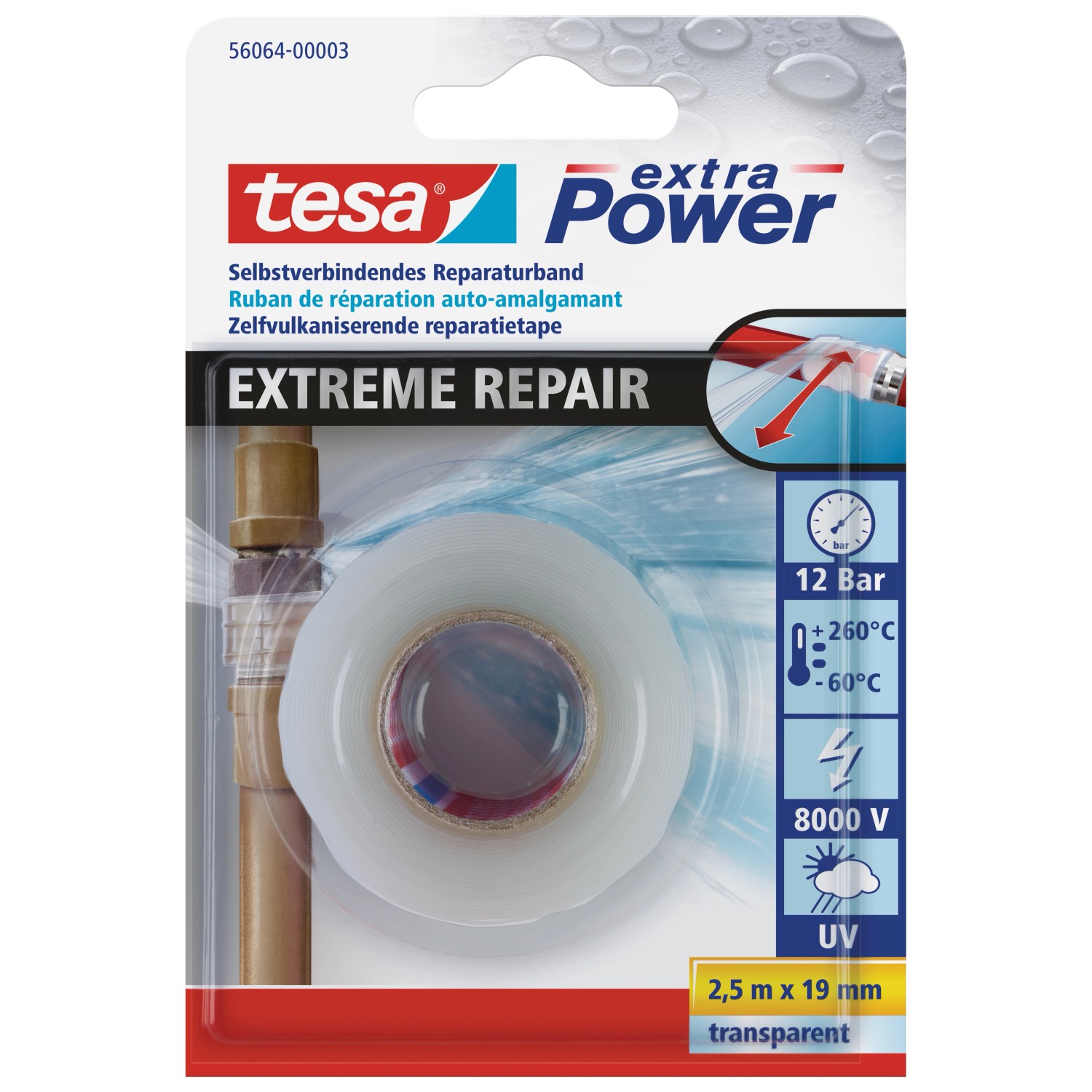 Tesa extra Power Reparaturband Extreme Repair Transparent 2,5 m x 19 mm