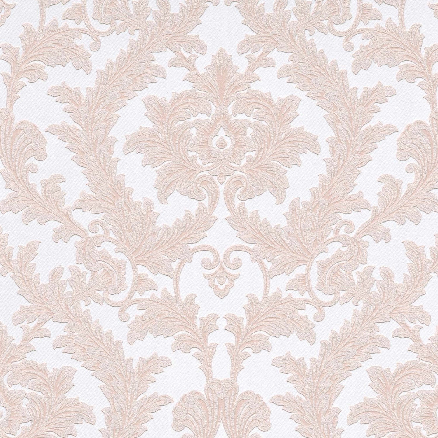 Bricoflor Barock Tapete Rosa Weiß Elegant Ideal für Schlafzimmer und Wohnzimmer Vliestapete mit Ornamenten Vinyl Struktu