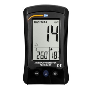 PCE Instruments RCM 05 Feinstaubmessgerät mit Display für Temperatur und Luftfeuchtigkeit.