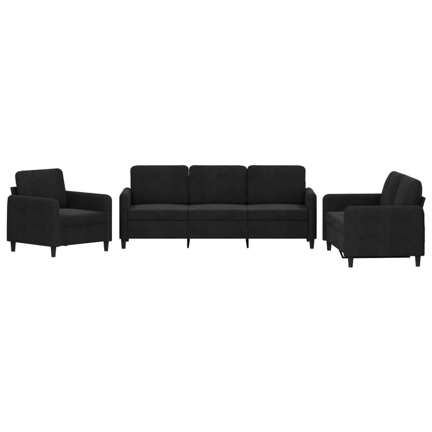 vidaXL 3-Tlg Sofagarnitur Schwarz Samt 3201939