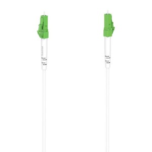 Hama Glasfaser-Netzwerkkabel, weiß, mit grünem LC/APC-Stecker an beiden Enden.