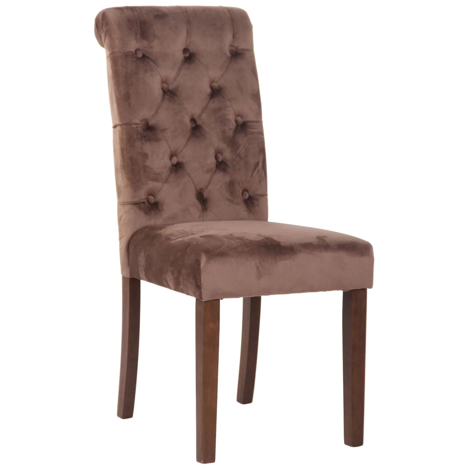 DELUKE Esszimmerstuhl WALES Samt 98x45x63cm Braun Holz Gestell Stühle Esszimmerstühle Esstisch Küchenstuhl