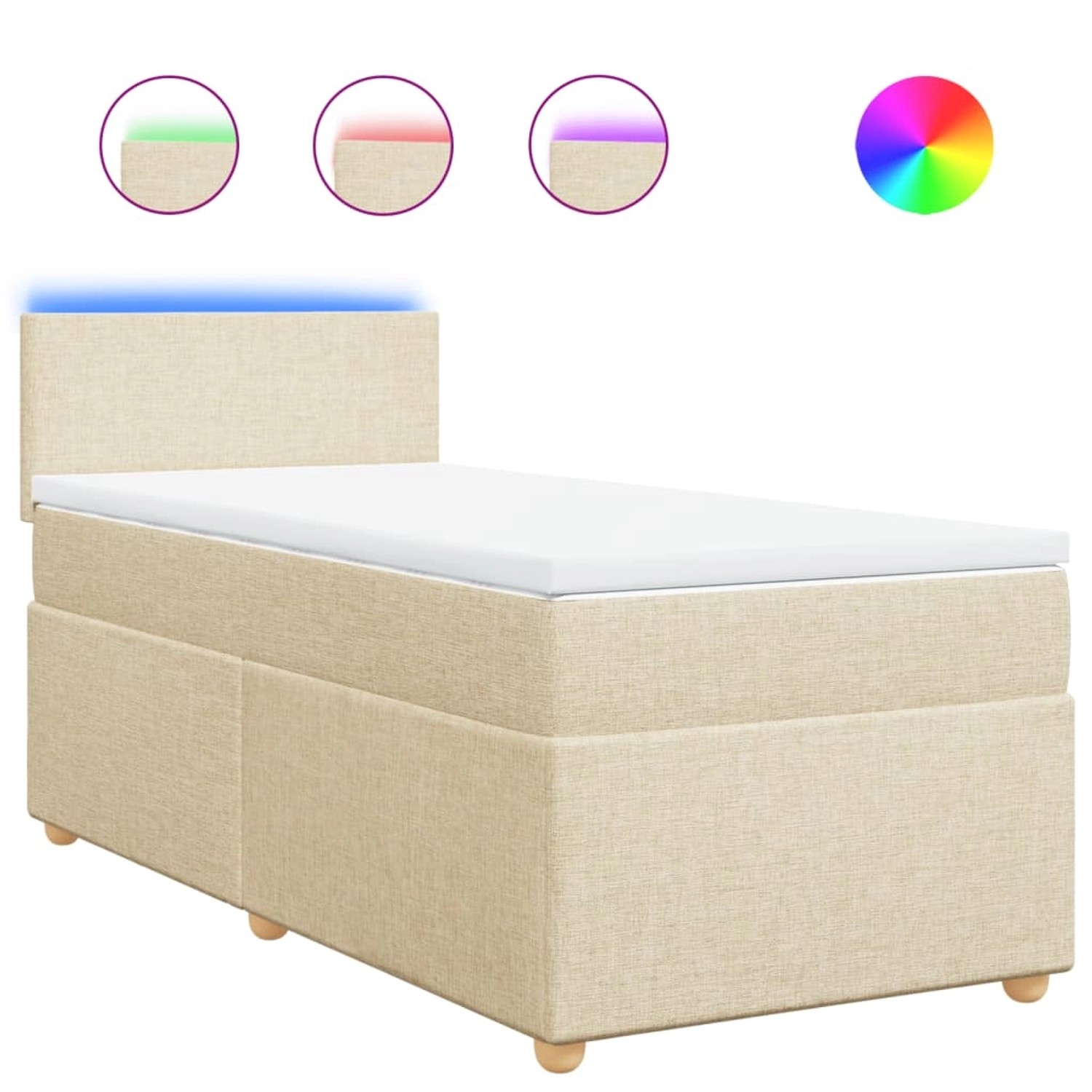 vidaXL Boxspringbett mit Matratze Creme 100x200 cm Stoff 3288889 günstig online kaufen
