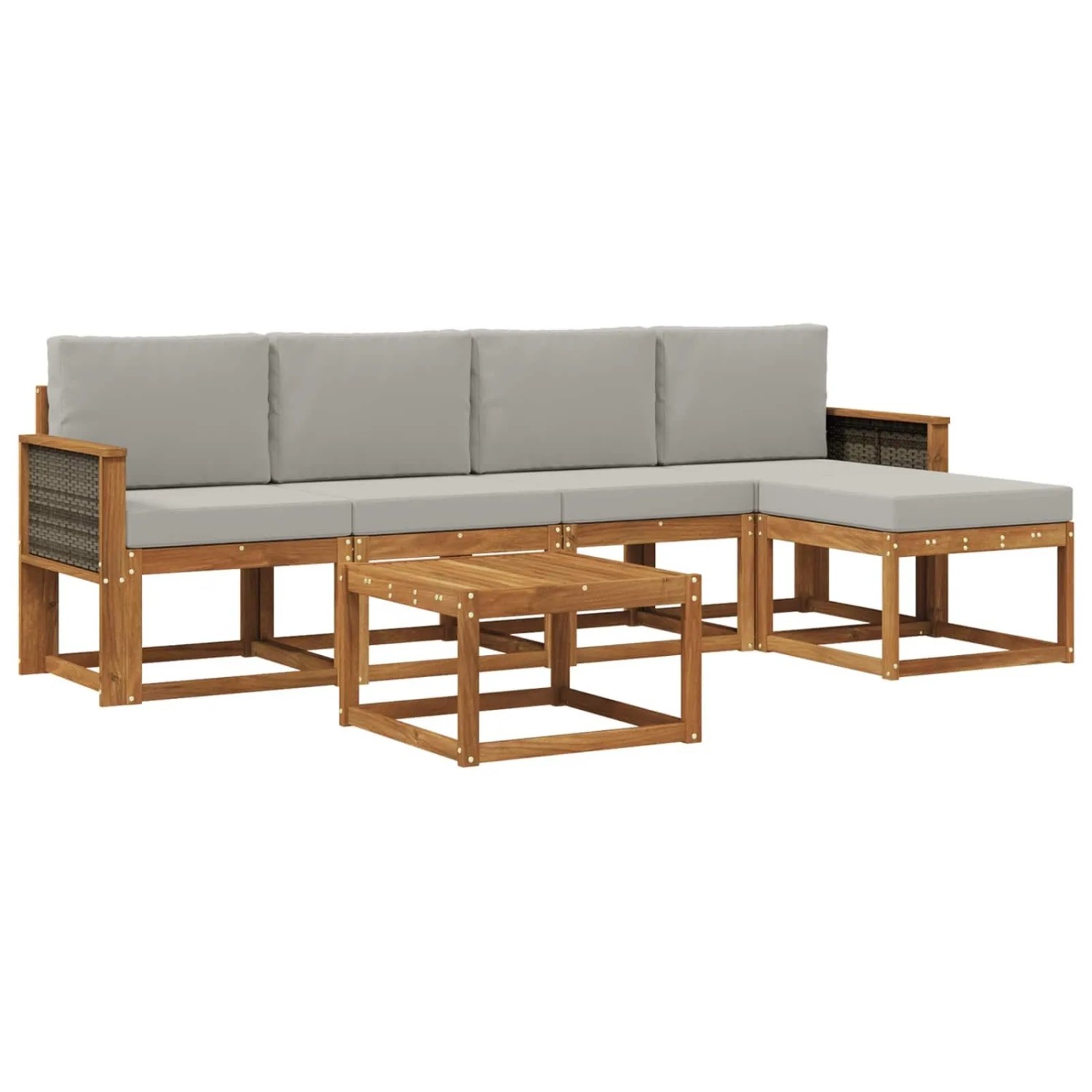 vidaXL Outdoor-Sofagarnitur 6 Stk Natur und Hellgrau Polyester 3385147