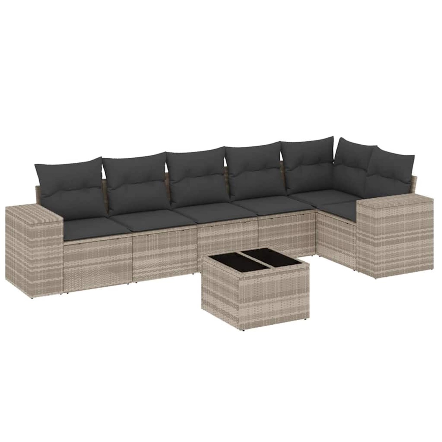 vidaXL 7-Tlg Garten-Sofagarnitur mit Kissen Hellgrau Poly Rattan 3254939 günstig online kaufen