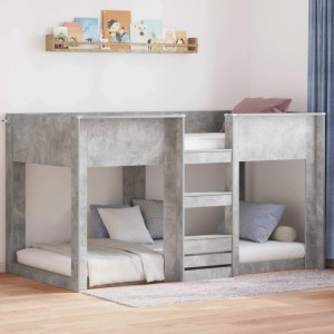 vidaXL Etagenbett für Kinder Beton Grau 90 x 200 cm Holzwerkstoff 3410414