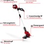 Einhell Akku-Rasentrimmer GE-CT 18 Li Kit mit Akku und Ladegerät. Rot, mit Teleskopstiel und Pflanzenschutzbügel.