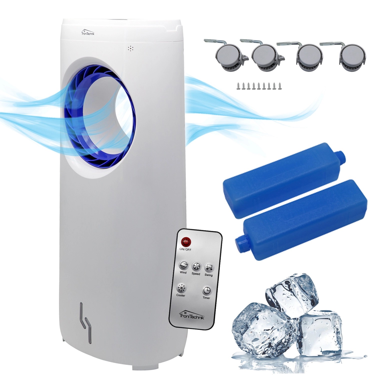 Tronitechnik Mobiles Klimageraet 4In1 Klimaanlage Luftkühler Lk05 Ventilator Inkl Ionisator Fernbedienung Und Filter