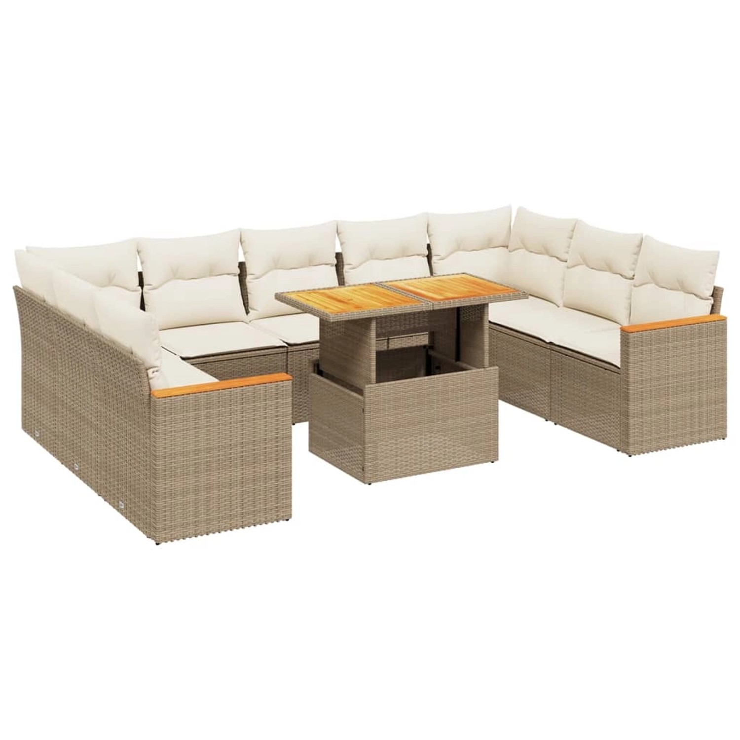 vidaXL 10-tlg Garten-Sofagarnitur mit Kissen Beige Poly Rattan Modell 232 günstig online kaufen