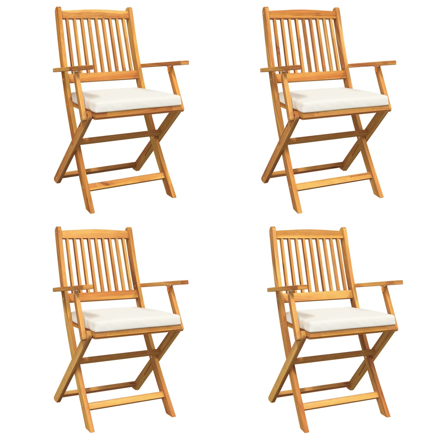 vidaXL Garten-Klappstühle mit Weißen Kissen 4 Stk Massivholz Akazie 3329123 günstig online kaufen