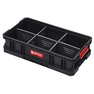 Schwarzer PROREGAL QBRICK Werkzeugkasten mit 5 Trennstegen und Klemmverschlüssen.