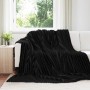Schwarze vidaXL Überwurfdecke (270x240cm) aus Fleece auf einem Sofa. Gemütliche Wohnzimmerdecke.