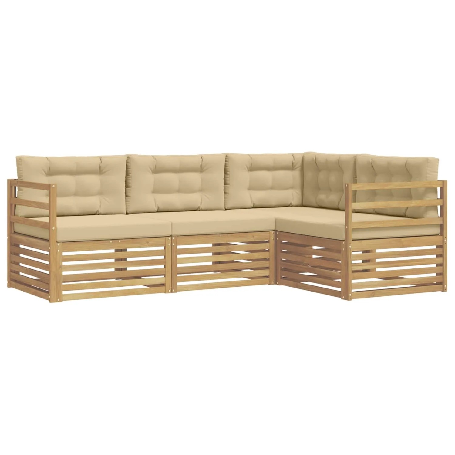 vidaXL Outdoor-Sofagarnitur 4 Stk Weiß und Beige 245,5 x 166,5 x 73 cm 3390388