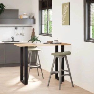 vidaXL Bartisch mit U-förmigen, schwarzen Stahlbeinen, 50x100 cm, 2 Stück.