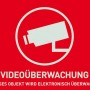 Abus Warnaufkleber Videoüberwachung, roter Aufkleber mit Kamera-Symbol.