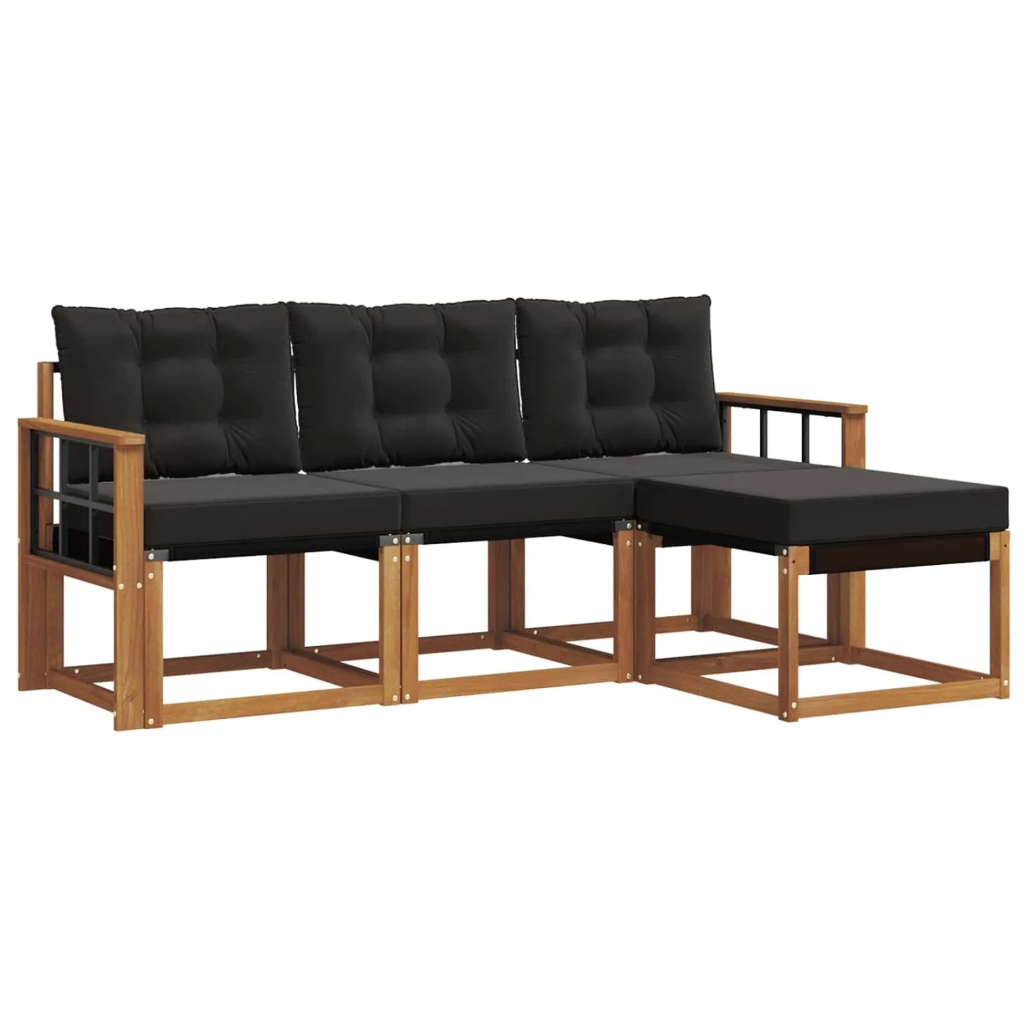 vidaXL Outdoor-Sofagarnitur mit Kissen 4-Tlg Natur und Schwarz 3368551